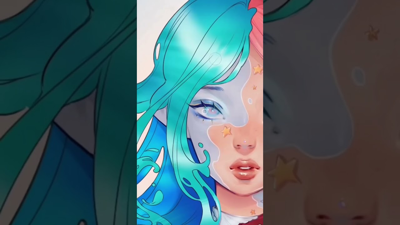 a collab between three artists #beautiful #portraitdrawing #digitalart