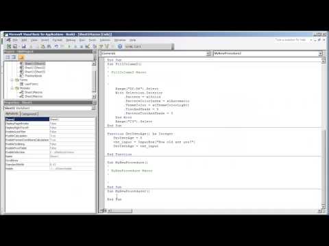VBA Programming for Excel 2010 - V2.03 - Creating a Sub Procedure