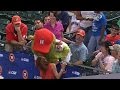 TEX@HOU: Orbit kisses Astros reporter Julia Morales