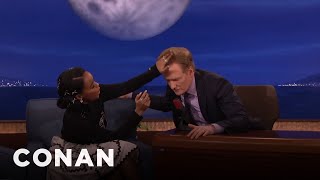 Janelle Monáe Gets Her Hands On Conan's Pompadour - CONAN on TBS
