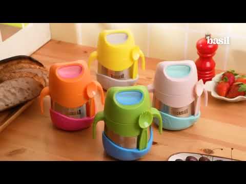 Basil Insulated Food Jar with Carry handle & Spork - Guava