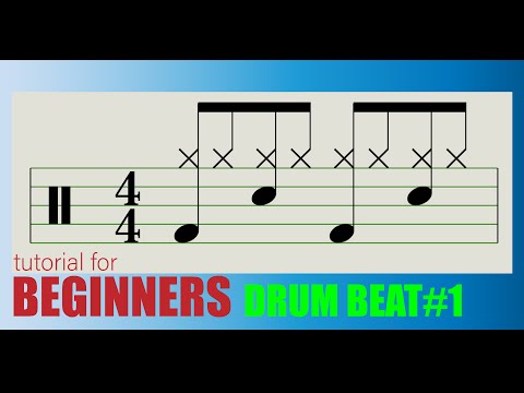 Easy basic drum beat #1 for Beginners : tutorial + practice