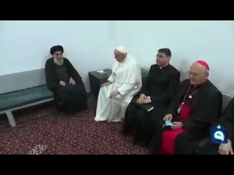 ⁣فيديو لقاء البابا بسيدنا المرجع الاعلى دام ظله في مكتبه بالنجف الاشرف .