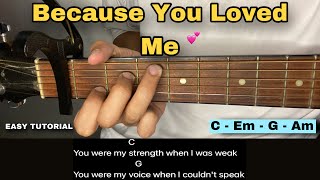Because You Loved Me - Celine Dion (EASY GUITAR TUTORIAL)