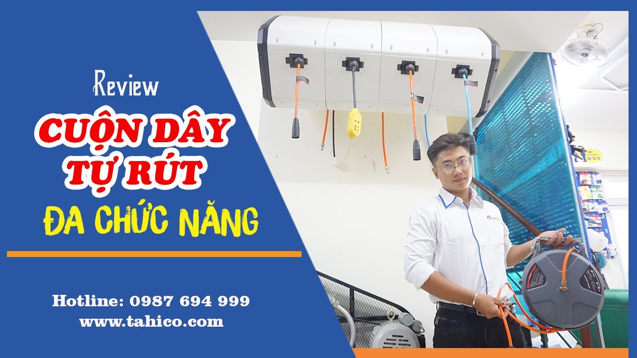 Cuộn dây tự rút 4 chức năng hơi, nước, điện 29