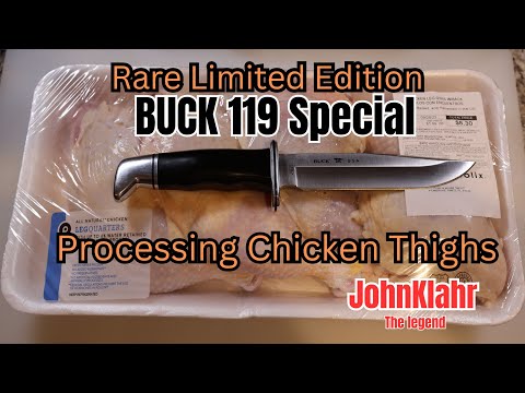 Rare Limited Edition Buck 119 review processing meat, How to debone chicken thighs with buck 119.