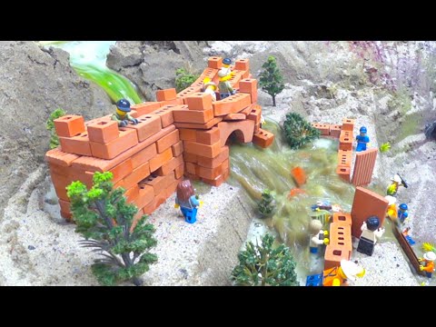 Mini Brick Castle Is Destroyed By LEGO Dam Breach - LEGO Flood Experiment
