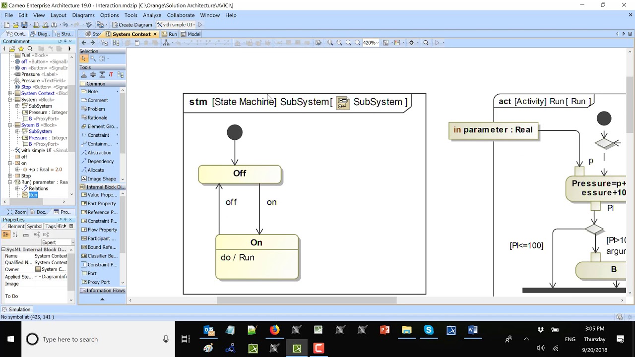 Information Exchange Between Blocks Simulation