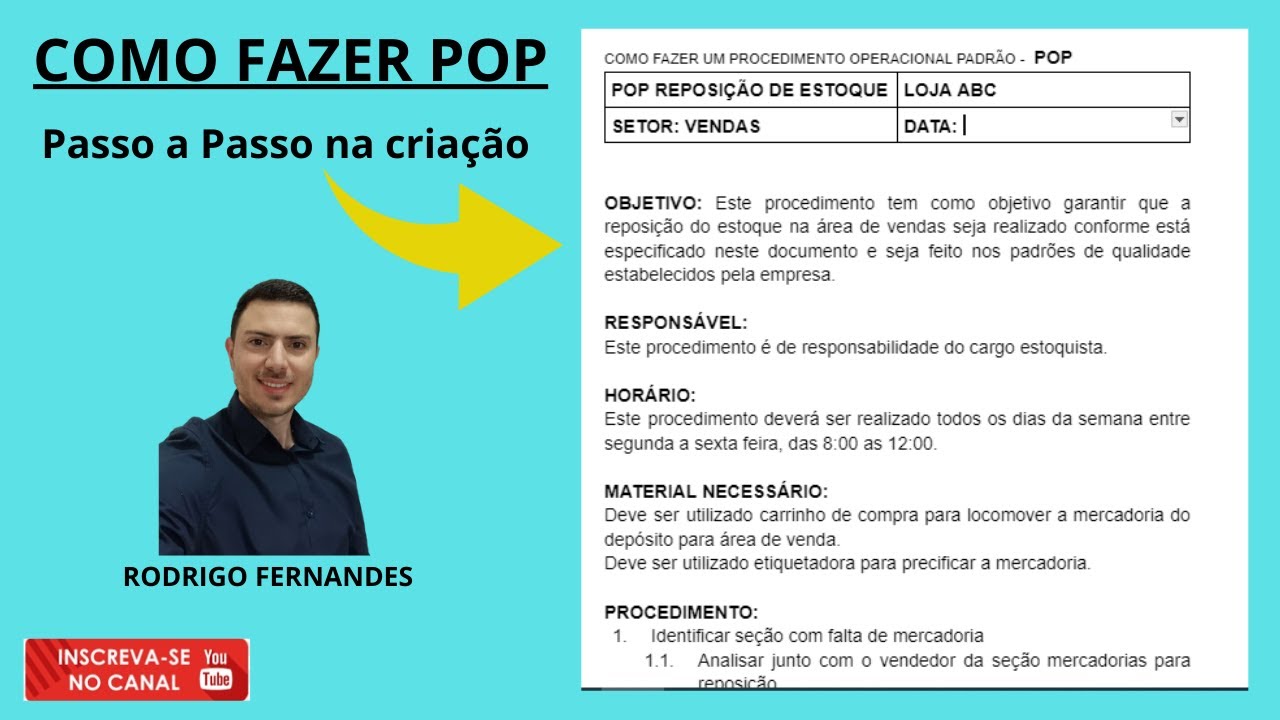 Como fazer Procedimento Operacional Padrão. POP