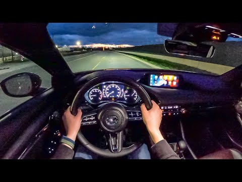 2022 Mazda 3 Hatchback Turbo AWD - POV Night Drive (Binaural Audio)