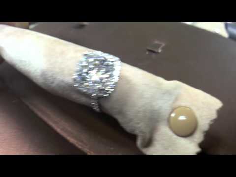 3 Carat Cushion Cut Halo Macro Pave Ring in 14K White Gold