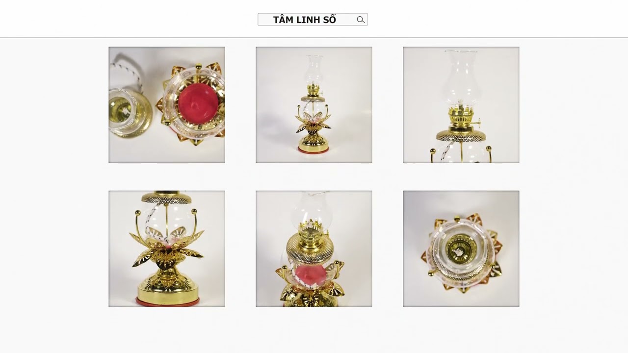 Đèn dầu thờ cúng lưu ly phú quý cánh đồng mạ vàng bầu tròn cao cấp - Cao 26cm