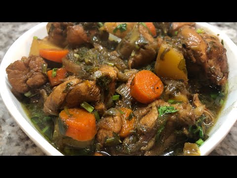Brown stew chicken with potatoes and carrot