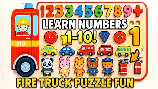 Fire Truck Puzzle for Toddlers | Learn Shapes, Numbers, and Counting 1-10 | Fun Kids Learning Video