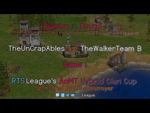 AoMT Hybrid CC, R1, PoV+Team Com. - UCA vs. WKT|B, G1 - Age of Mythology: The Titans Hybrid Clan Cup