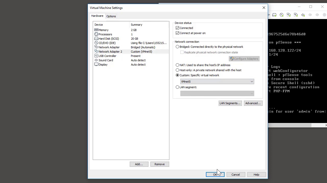 Virtual lab Setup with pfsense