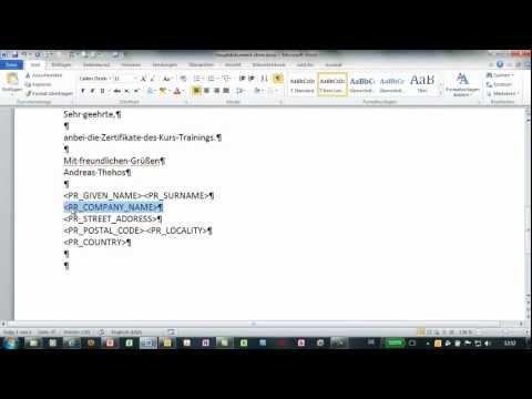 Word - Adressen aus Outlook übernehmen - Adresslayout