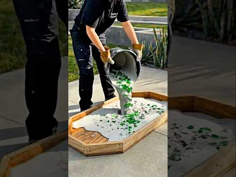 Turning Trash into a $2,000 Designer Table! (DIY Glass Terrazzo) #diy #upcycling