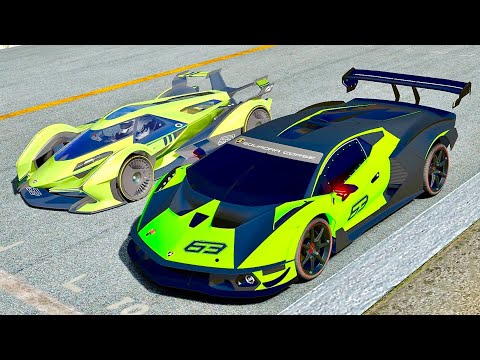 Lamborghini Essenza SCV12 vs Lamborghini V12 Vision GT at Mugello GP