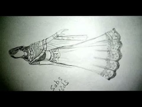 How to draw Indian wedding dress.fashion Illustration lehanga Design