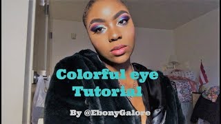 Blue Purple and Green cut crease by @EbonyGalore