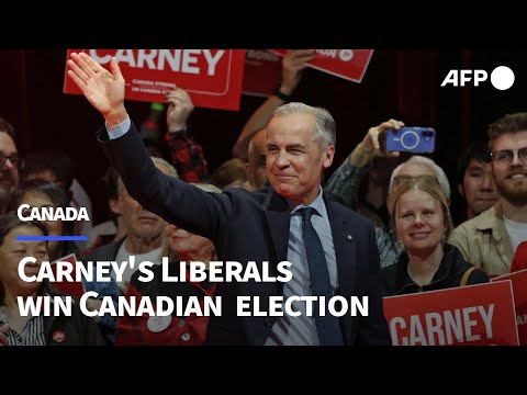 Video Thumbnail: Canadian prime minister's supporters cheer as media project Liberal victory | AFP