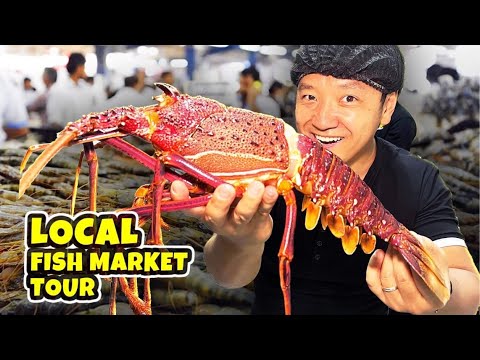 Lagosta gigante filipina e banquete enorme de peixe frito! TOUR NO MERCADO DE PEIXE local em Dubai