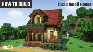 マイクラ建築：コンパクトな赤い屋根のファンタジー風の家の作り方。10x10ブロックで簡単に。No.56【Minecraft】