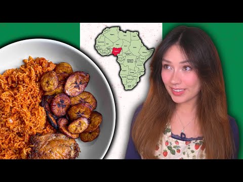 First time making NIGERIAN FOOD | Jollof Rice with Chicken and Fried Plantains | Milky Puff Puff