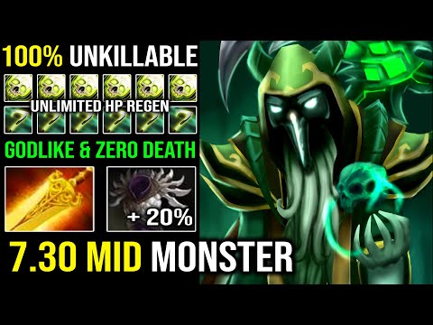 7.30 MID MONSTER 9Min Boots + Blade Mail Necrophos with AoE Burn Radiance 100% Unkillable Dota 2