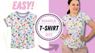 How to make this EASY t-shirt from scratch? just 2 pattern pieces + beginner friendly!