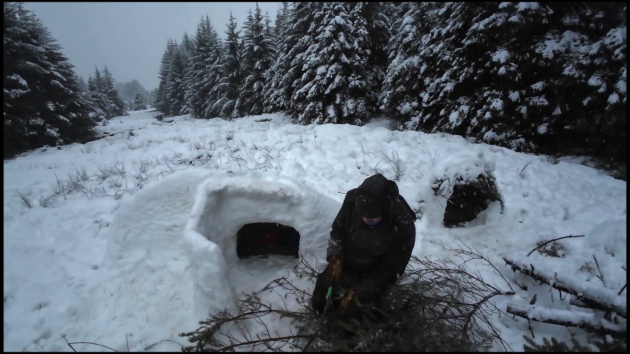 Survival snow shelter in Ireland
