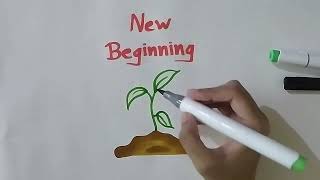 New Beginning Drawing | 🌱 Plant Drawing For Kids | Ohuhu Markers | Alcohol Markers For Beginners