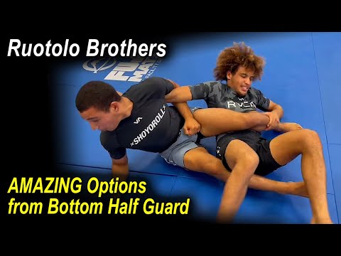 AMAZING Attack Options from Bottom Half guard - Ruotolo Brothers