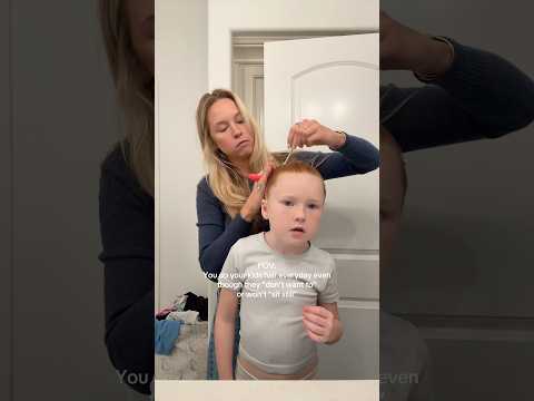 She did not want her hair done 😂 #momlife #shorts #hair #grwm