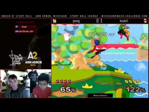 Smash At Study Hall 15  - quang (Fox, ICs) vs. beckett (CFalcon, Falco) Smash Melee Winners Round 3
