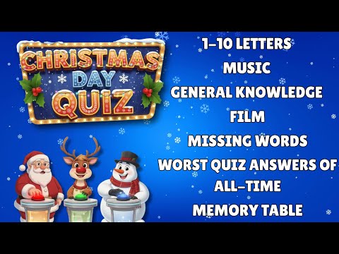 Christmas Day Quiz - 7 Rounds of Family Friendly General Knowledge and Trivia Questions. Pub Quiz