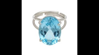 Vayo Australia 15 - 16 Ct Oval Cut Blue Topaz Stone Adjustable Ring in US 7 CRNSBTOV1516