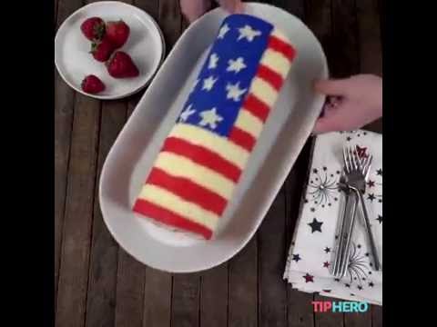 AMERICAN FLAG ROLL CAKE // PASTEL ENROLLADO DE LA BANDERA DE ESTADOS UNIDOS