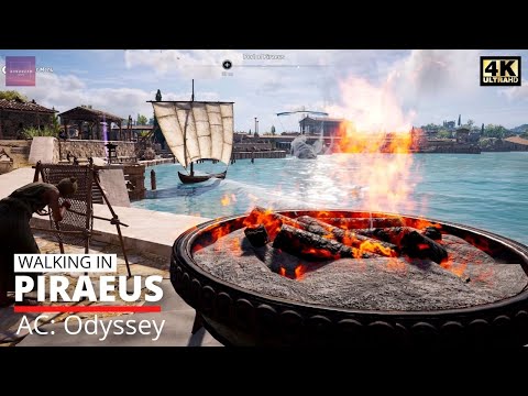 Walking in the Ancient Greece City of Piraeus [ AC: Odyssey - Relaxing Ambience - Study Sleep ]