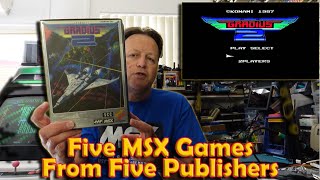 5 MSX Games From 5 Publishers (Galaxian, Handbook of Iga, Senjyo, Gradius II, Crazy Bullet)