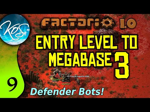 Factorio 1.0 Entry Level to Megabase 3, Ep 9: DEFENDER CAPSULES VS BITERS - Guide, Tutorial