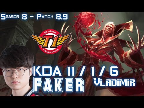SKT T1 Faker VLADIMIR vs YASUO Mid  - Patch 8.9 KR Ranked