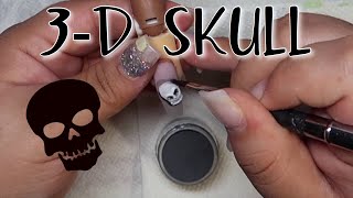 Halloween 3-D Encapsulated Skull Nail Design - Nail Tutorial