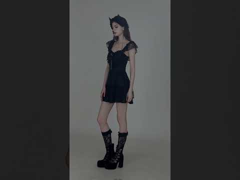Gothic Lace Ruffle Mini Dress for Lolita Women