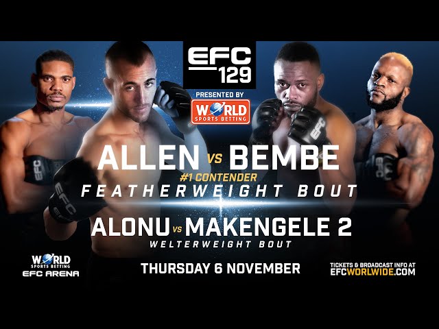 MMAtown blog post image: EFC 129 Preview — Allen vs Bembe, Van Rooyen vs Manyamala (Flyweight Title) | Johannesburg Fight Night