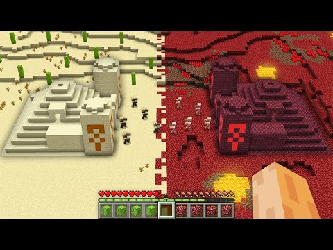 I look this DESERT TEMPLE vs NETHER DUNGEON Battle in My Minecraft World !!! New Secret Village !!!