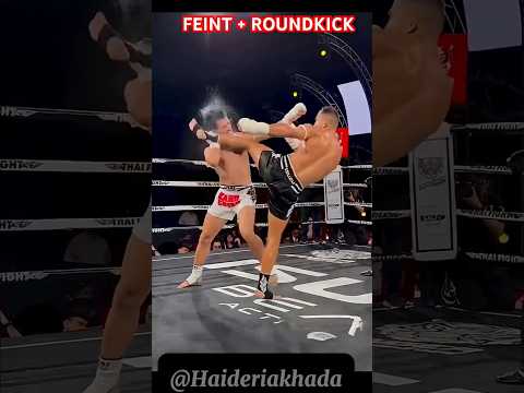 Feint + Round kick tutorial ☠️ #shorts #muaythai #kickboxing #mma #ufc #usa #selfdefense