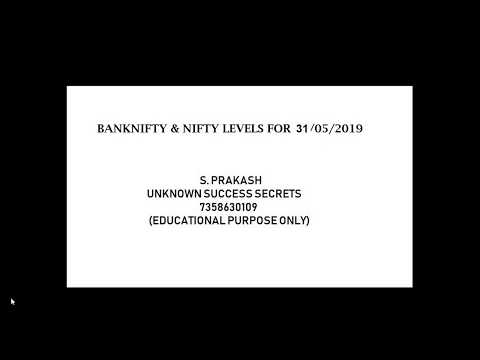 Banknifty and Nifty Levels for 31/05/2019