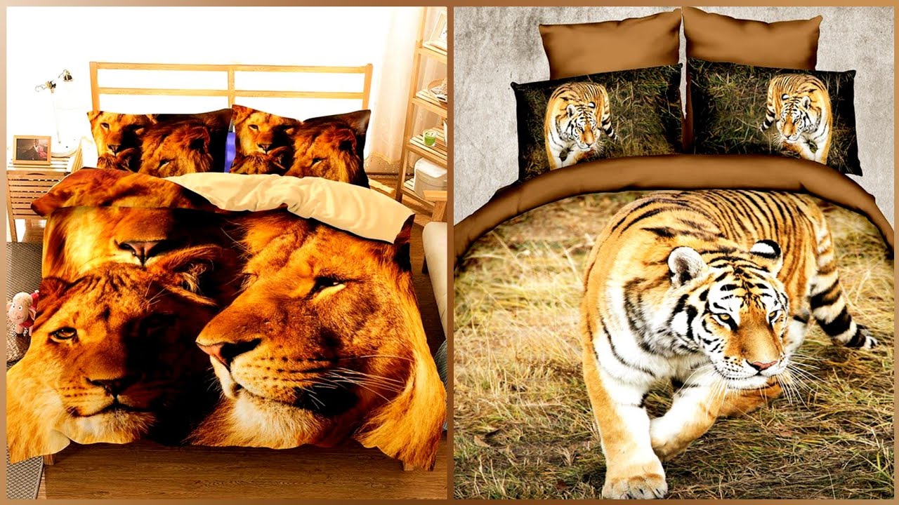 New arrival brown lion 3D print pure cotton 4 piece bedding sets duvet cover sets design collection